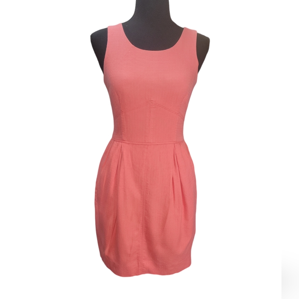 J Crew waffle knit coral  Sheath Cotton Modal blend 00 fully lined pockets